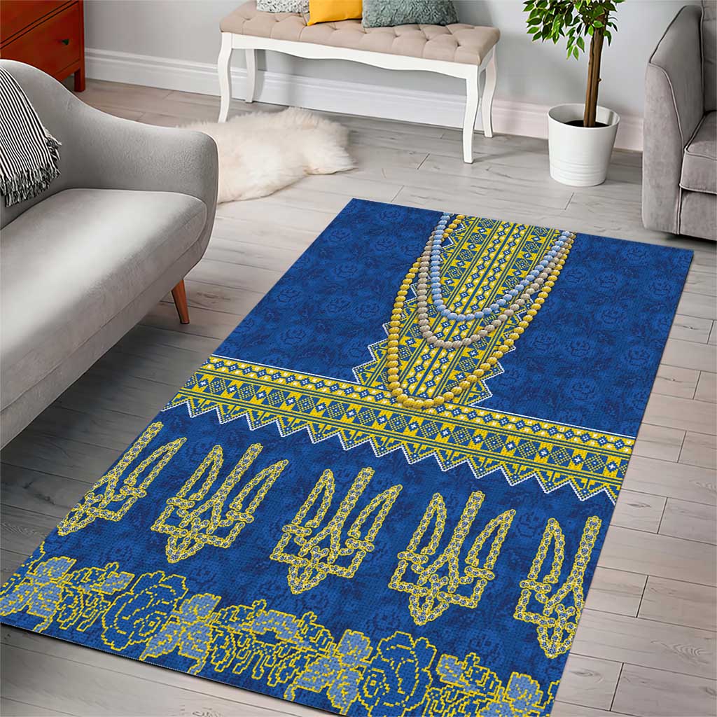 Ukraine Vyshyvanka Motif Area Rug Ukrainian Coat Of Arms Rose Patterns - Wonder Print Shop