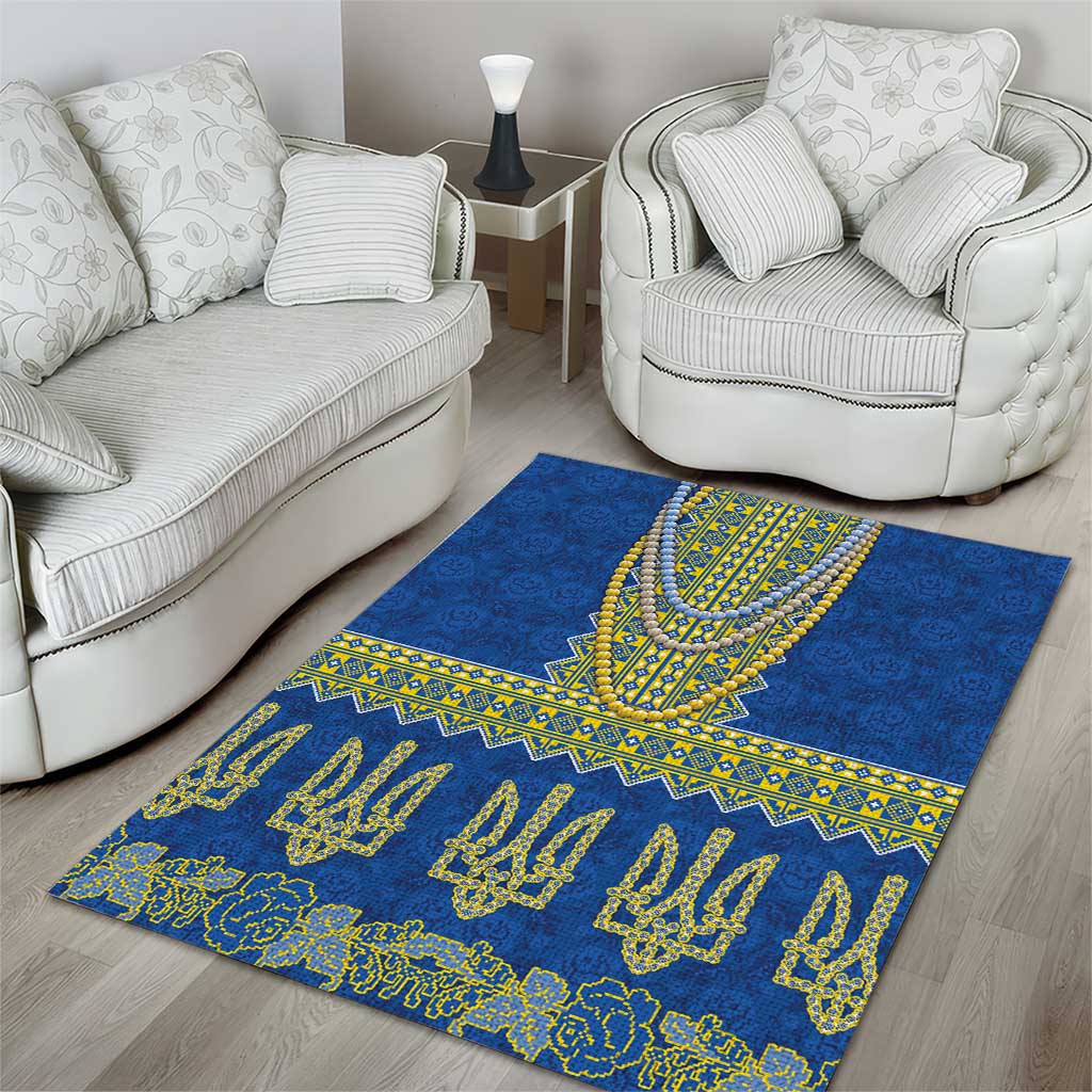 Ukraine Vyshyvanka Motif Area Rug Ukrainian Coat Of Arms Rose Patterns - Wonder Print Shop