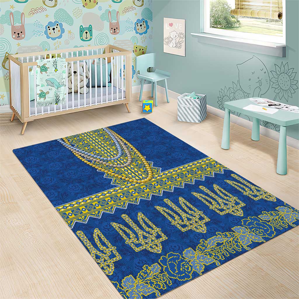 Ukraine Vyshyvanka Motif Area Rug Ukrainian Coat Of Arms Rose Patterns - Wonder Print Shop