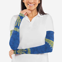 Ukraine Vyshyvanka Motif Arm Sleeves Ukrainian Coat Of Arms Rose Patterns - Wonder Print Shop