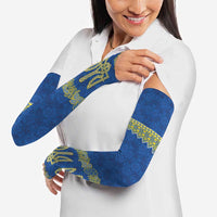Ukraine Vyshyvanka Motif Arm Sleeves Ukrainian Coat Of Arms Rose Patterns - Wonder Print Shop