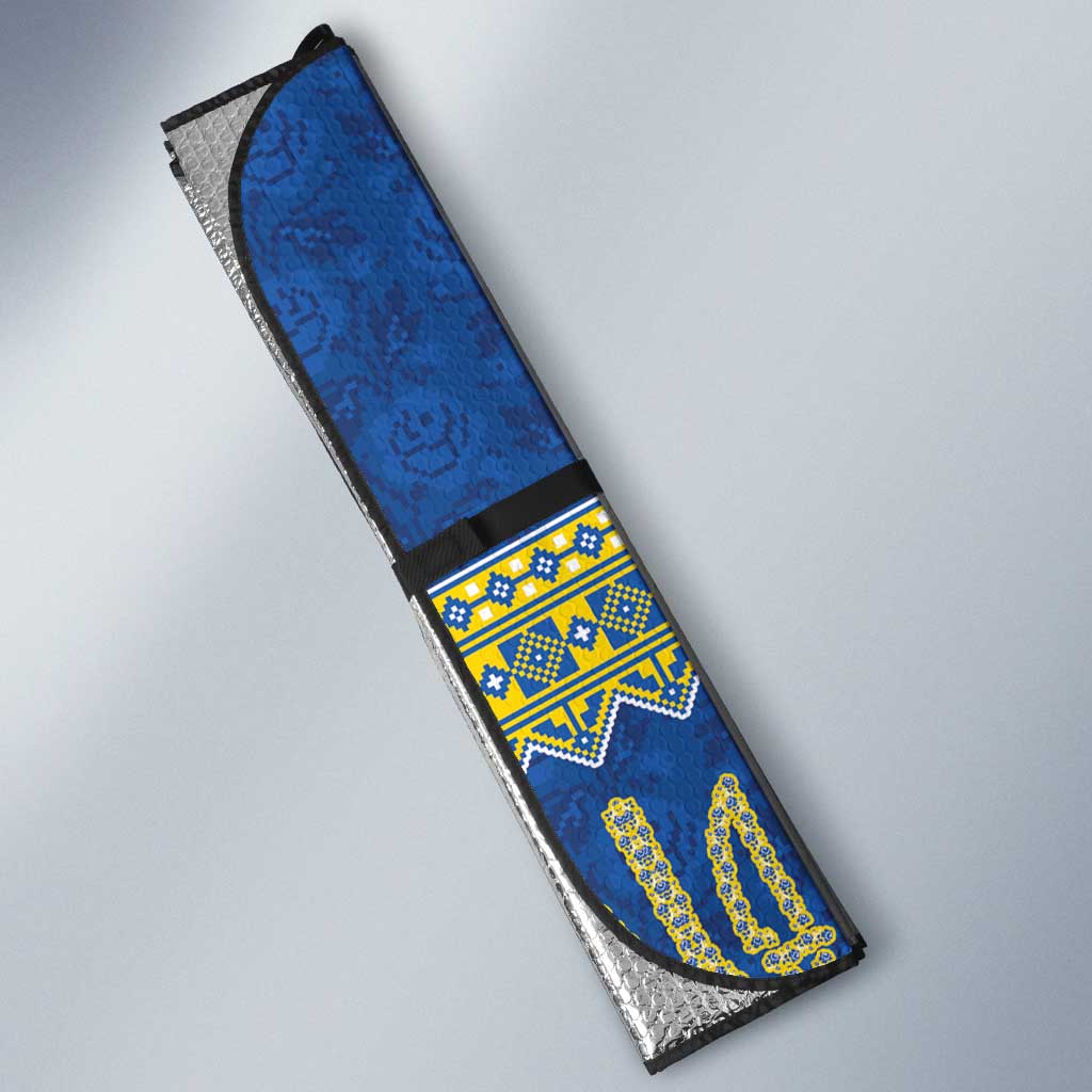 Ukraine Vyshyvanka Motif Auto Sun Shade Ukrainian Coat Of Arms Rose Patterns - Wonder Print Shop