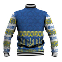 Ukraine Vyshyvanka Motif Baseball Jacket Ukrainian Coat Of Arms Rose Patterns - Wonder Print Shop