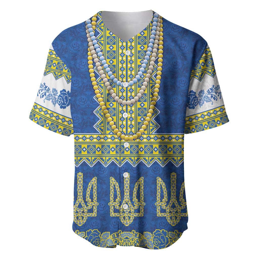 Ukraine Vyshyvanka Motif Baseball Jersey Ukrainian Coat Of Arms Rose Patterns - Wonder Print Shop