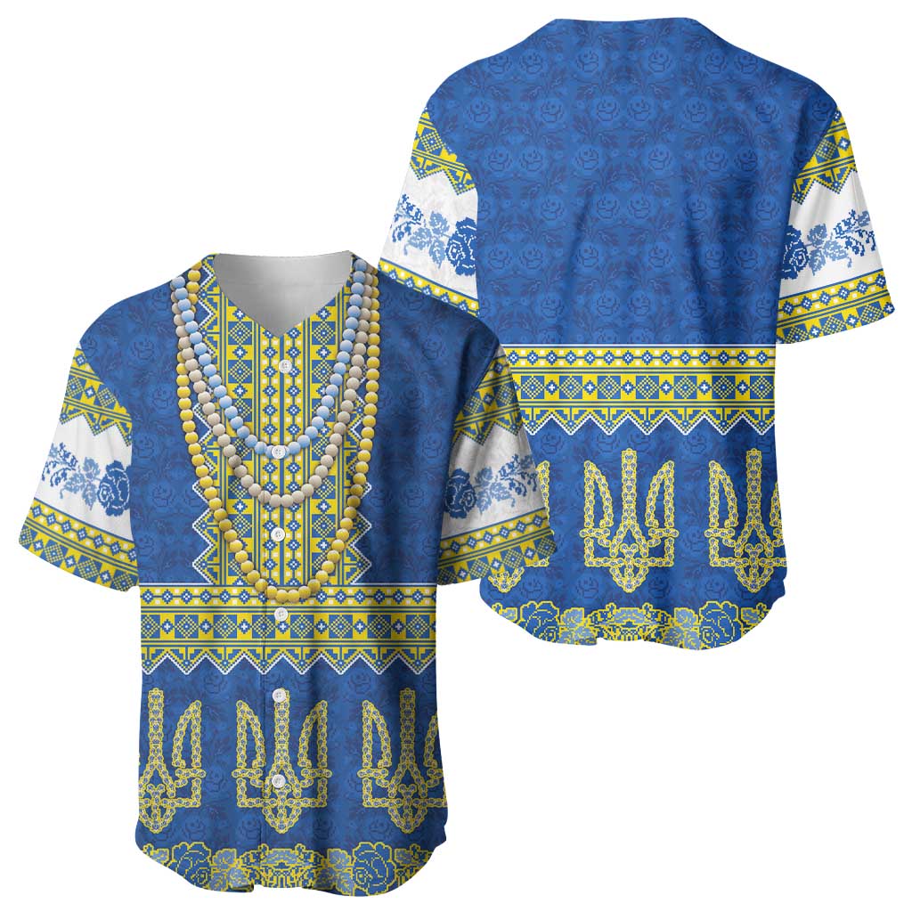 Ukraine Vyshyvanka Motif Baseball Jersey Ukrainian Coat Of Arms Rose Patterns - Wonder Print Shop