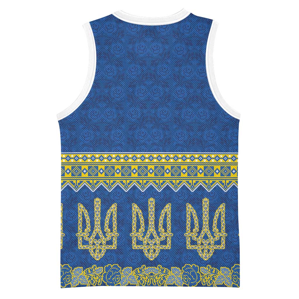 Ukraine Vyshyvanka Motif Basketball Jersey Ukrainian Coat Of Arms Rose Patterns - Wonder Print Shop