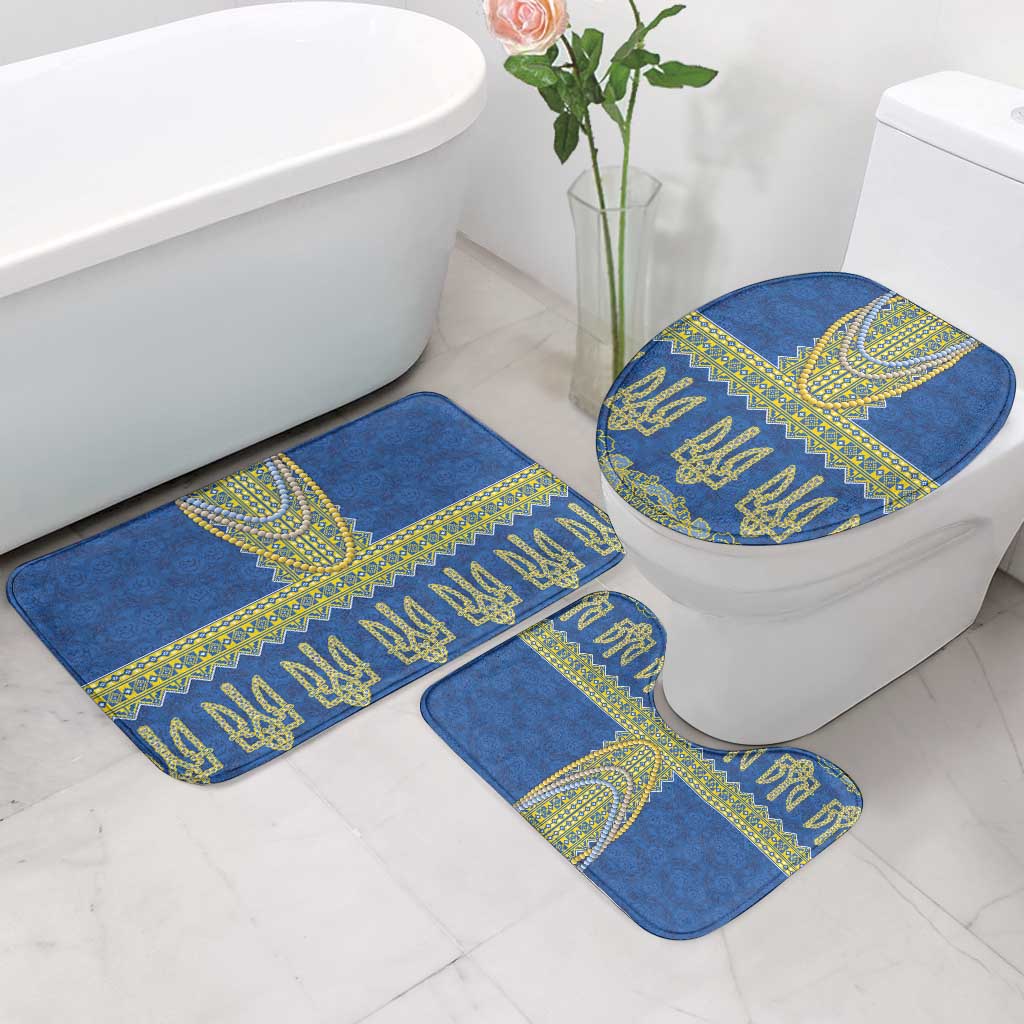 Ukraine Vyshyvanka Motif Bathroom Set Ukrainian Coat Of Arms Rose Patterns - Wonder Print Shop