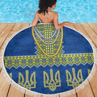 Ukraine Vyshyvanka Motif Beach Blanket Ukrainian Coat Of Arms Rose Patterns - Wonder Print Shop