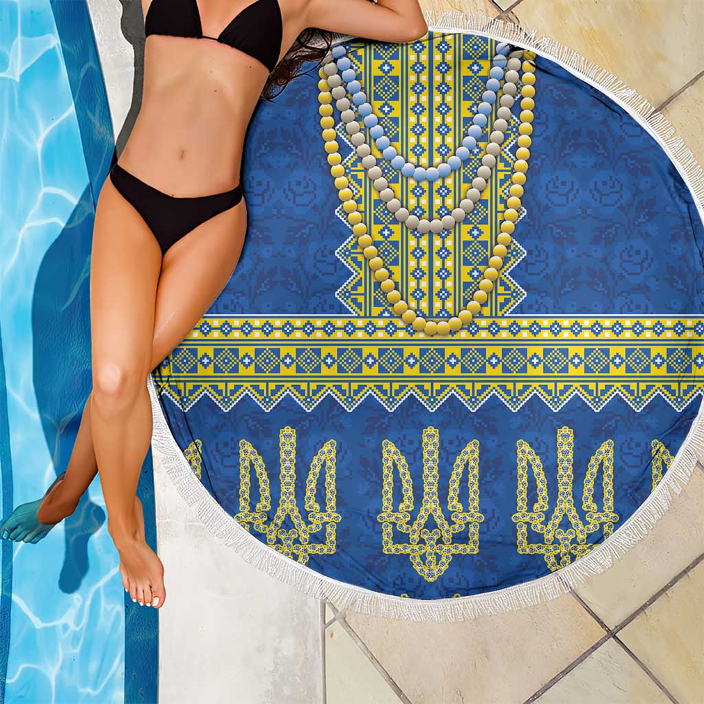 Ukraine Vyshyvanka Motif Beach Blanket Ukrainian Coat Of Arms Rose Patterns - Wonder Print Shop