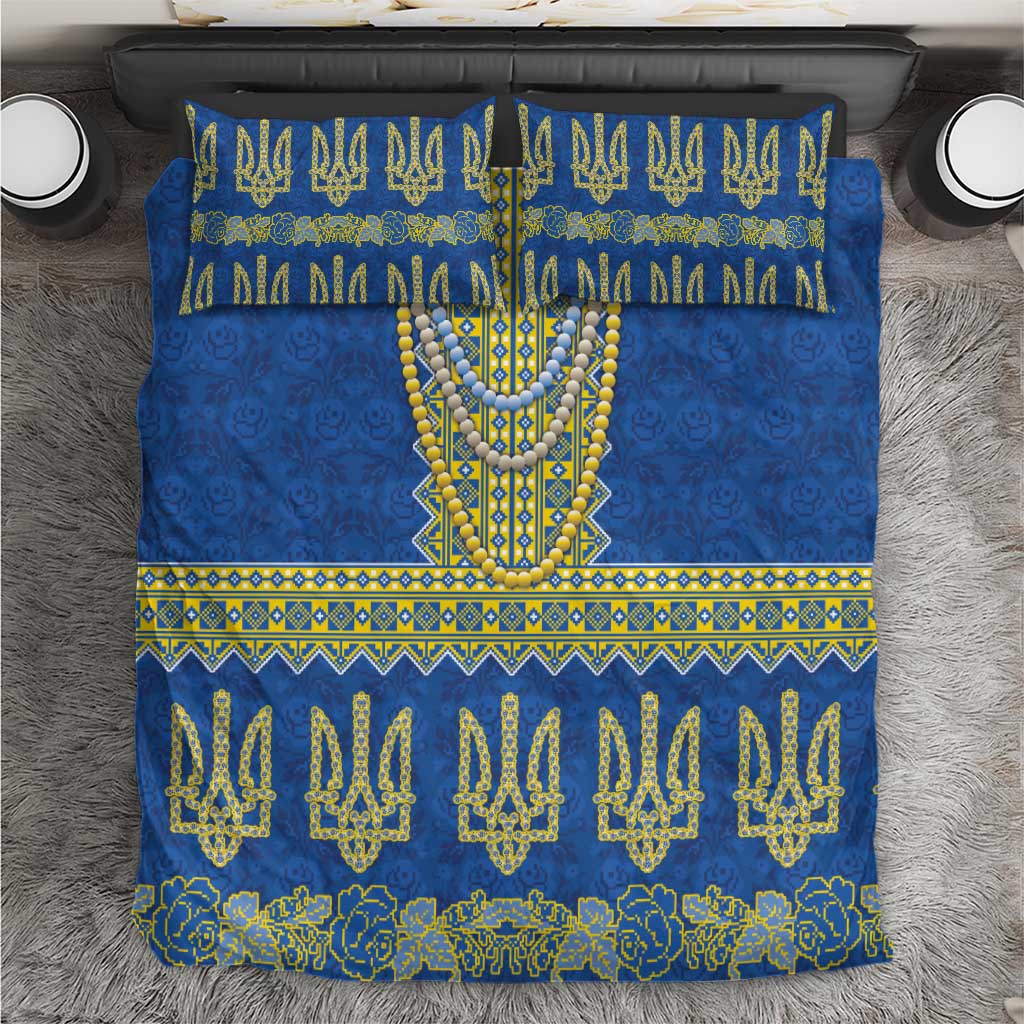 Ukraine Vyshyvanka Motif Bedding Set Ukrainian Coat Of Arms Rose Patterns - Wonder Print Shop