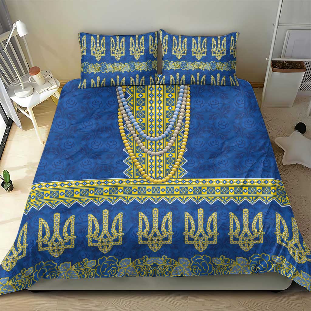 Ukraine Vyshyvanka Motif Bedding Set Ukrainian Coat Of Arms Rose Patterns - Wonder Print Shop