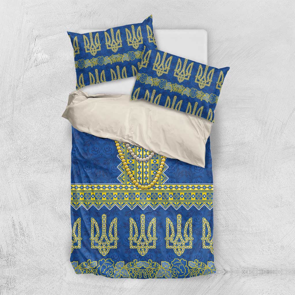 Ukraine Vyshyvanka Motif Bedding Set Ukrainian Coat Of Arms Rose Patterns - Wonder Print Shop