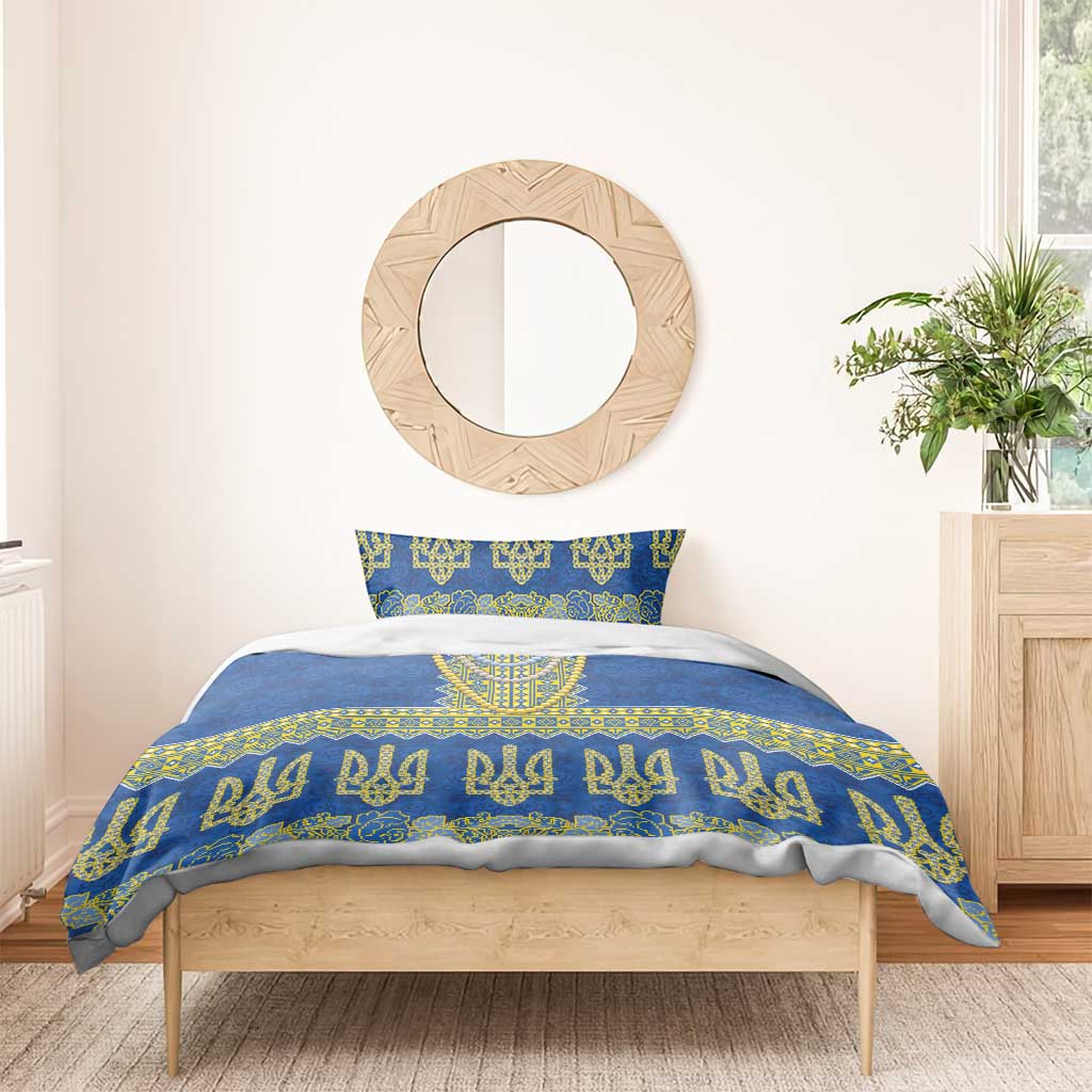 Ukraine Vyshyvanka Motif Bedding Set Ukrainian Coat Of Arms Rose Patterns - Wonder Print Shop