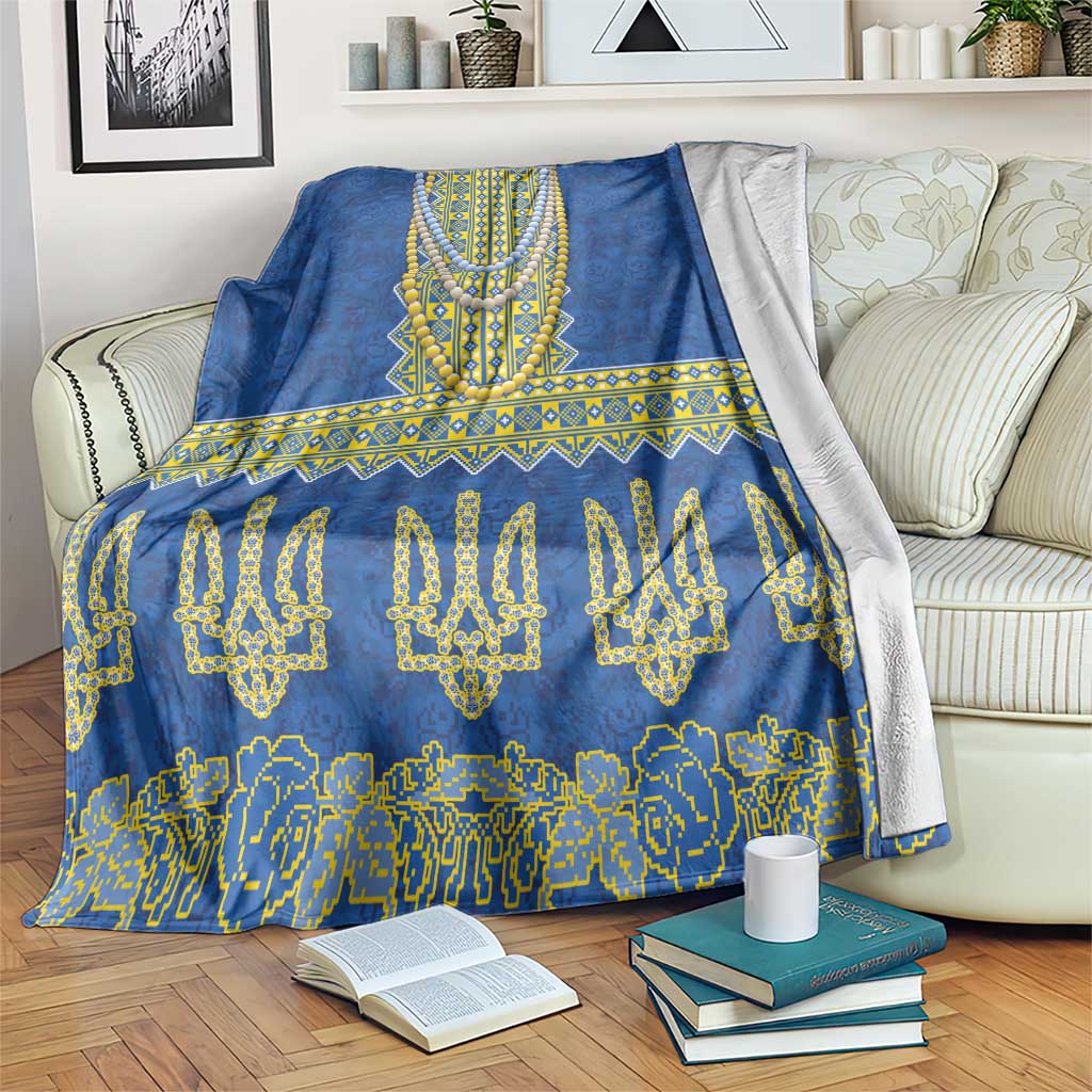 Ukraine Vyshyvanka Motif Blanket Ukrainian Coat Of Arms Rose Patterns - Wonder Print Shop