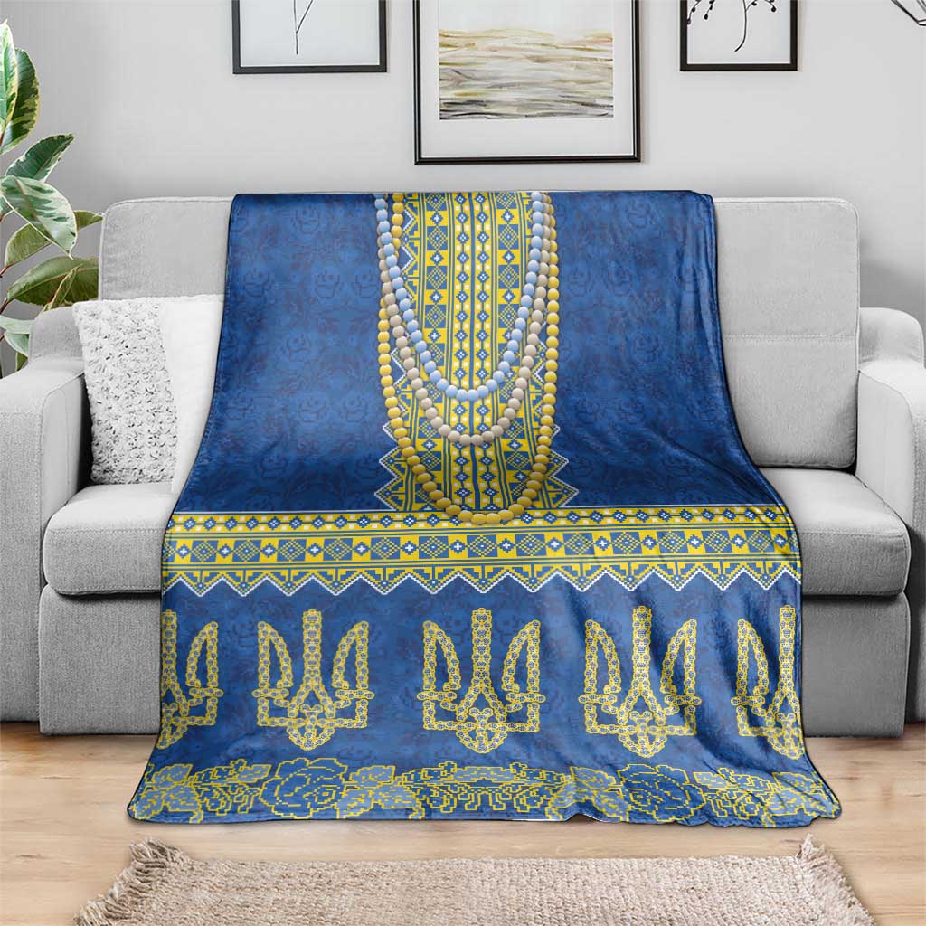 Ukraine Vyshyvanka Motif Blanket Ukrainian Coat Of Arms Rose Patterns - Wonder Print Shop
