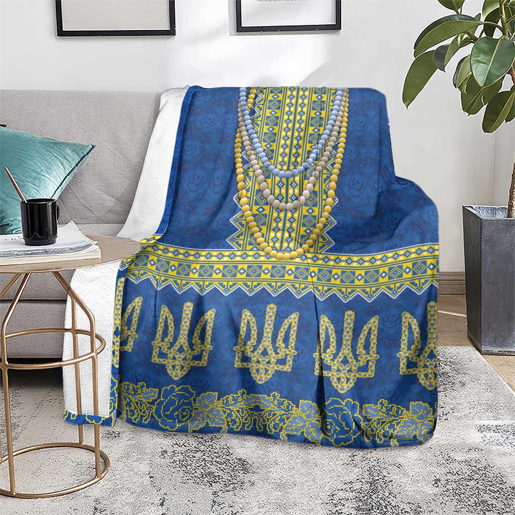 Ukraine Vyshyvanka Motif Blanket Ukrainian Coat Of Arms Rose Patterns - Wonder Print Shop