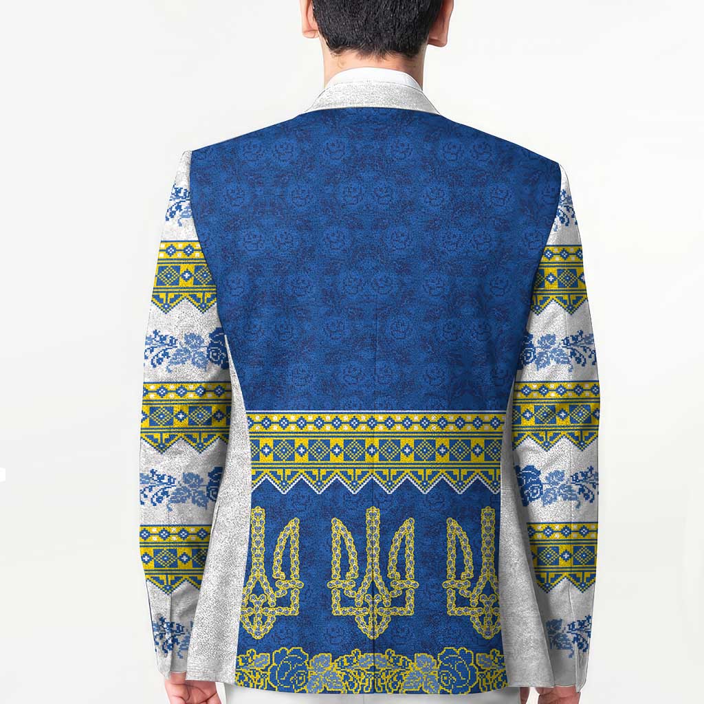 Ukraine Vyshyvanka Motif Blazer Ukrainian Coat Of Arms Rose Patterns - Wonder Print Shop