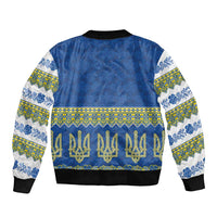 Ukraine Vyshyvanka Motif Bomber Jacket Ukrainian Coat Of Arms Rose Patterns - Wonder Print Shop