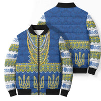 Ukraine Vyshyvanka Motif Bomber Puffer Jacket Ukrainian Coat Of Arms Rose Patterns - Wonder Print Shop