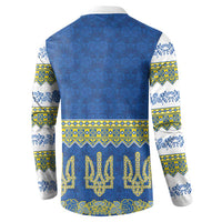 Ukraine Vyshyvanka Motif Button Sweatshirt Ukrainian Coat Of Arms Rose Patterns - Wonder Print Shop