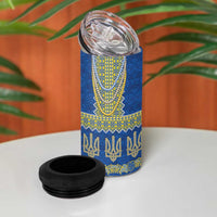 Ukraine Vyshyvanka Motif 4 in 1 Can Cooler Tumbler Ukrainian Coat Of Arms Rose Patterns - Wonder Print Shop