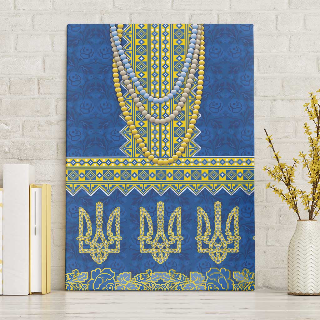 Ukraine Vyshyvanka Motif Canvas Wall Art Ukrainian Coat Of Arms Rose Patterns - Wonder Print Shop