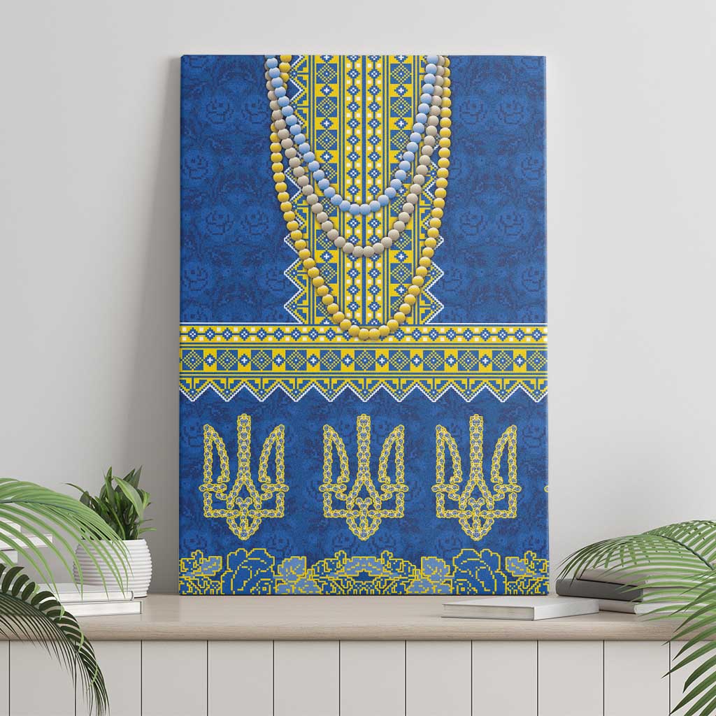 Ukraine Vyshyvanka Motif Canvas Wall Art Ukrainian Coat Of Arms Rose Patterns - Wonder Print Shop