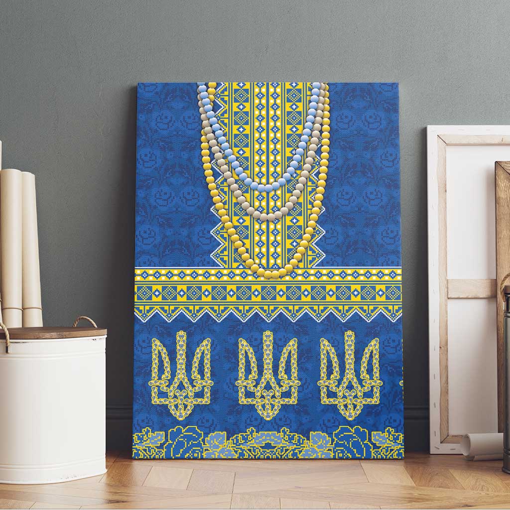 Ukraine Vyshyvanka Motif Canvas Wall Art Ukrainian Coat Of Arms Rose Patterns - Wonder Print Shop