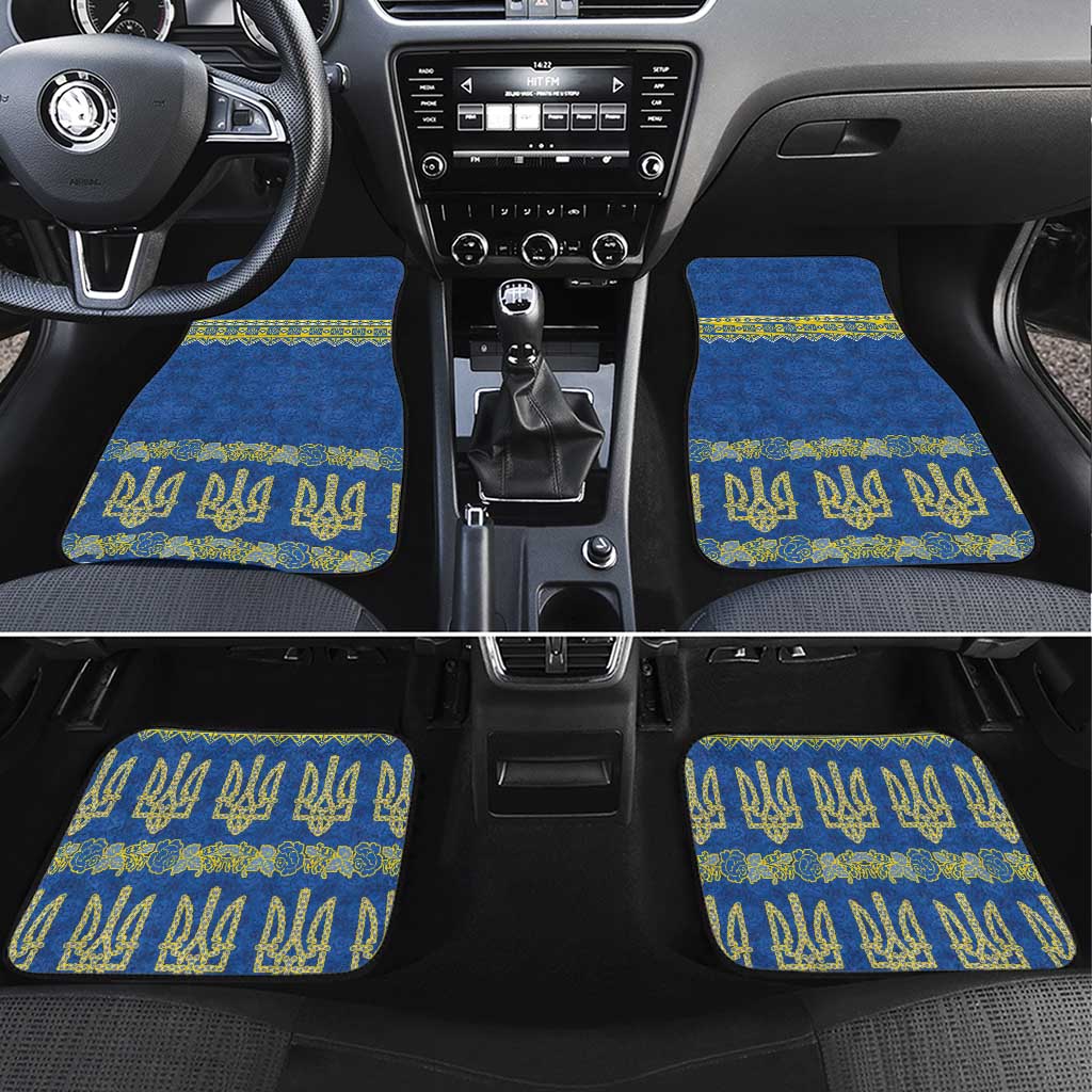 Ukraine Vyshyvanka Motif Car Mats Ukrainian Coat Of Arms Rose Patterns - Wonder Print Shop