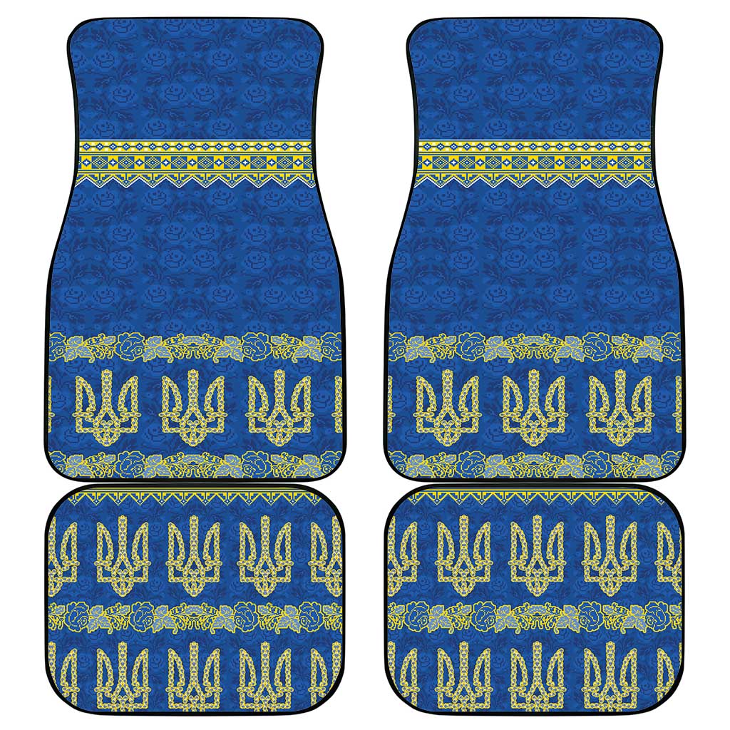 Ukraine Vyshyvanka Motif Car Mats Ukrainian Coat Of Arms Rose Patterns - Wonder Print Shop