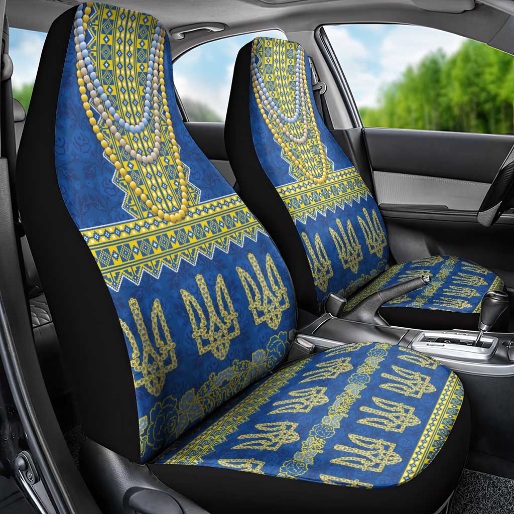 Ukraine Vyshyvanka Motif Car Seat Cover Ukrainian Coat Of Arms Rose Patterns - Wonder Print Shop
