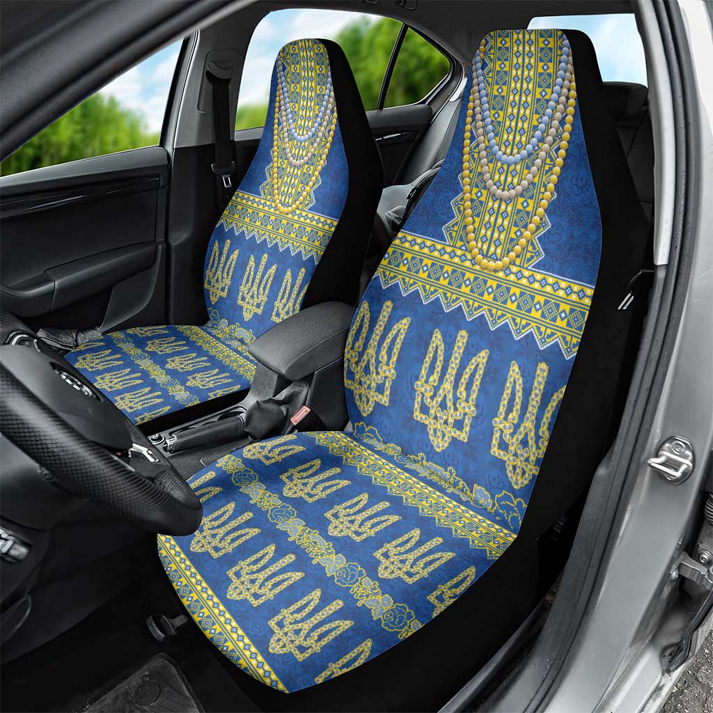 Ukraine Vyshyvanka Motif Car Seat Cover Ukrainian Coat Of Arms Rose Patterns - Wonder Print Shop