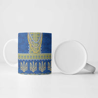 Ukraine Vyshyvanka Motif Ceramic Mug Ukrainian Coat Of Arms Rose Patterns - Wonder Print Shop