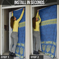 Ukraine Vyshyvanka Motif Door Cover Ukrainian Coat Of Arms Rose Patterns - Wonder Print Shop