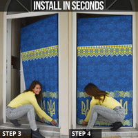 Ukraine Vyshyvanka Motif Door Cover Ukrainian Coat Of Arms Rose Patterns - Wonder Print Shop