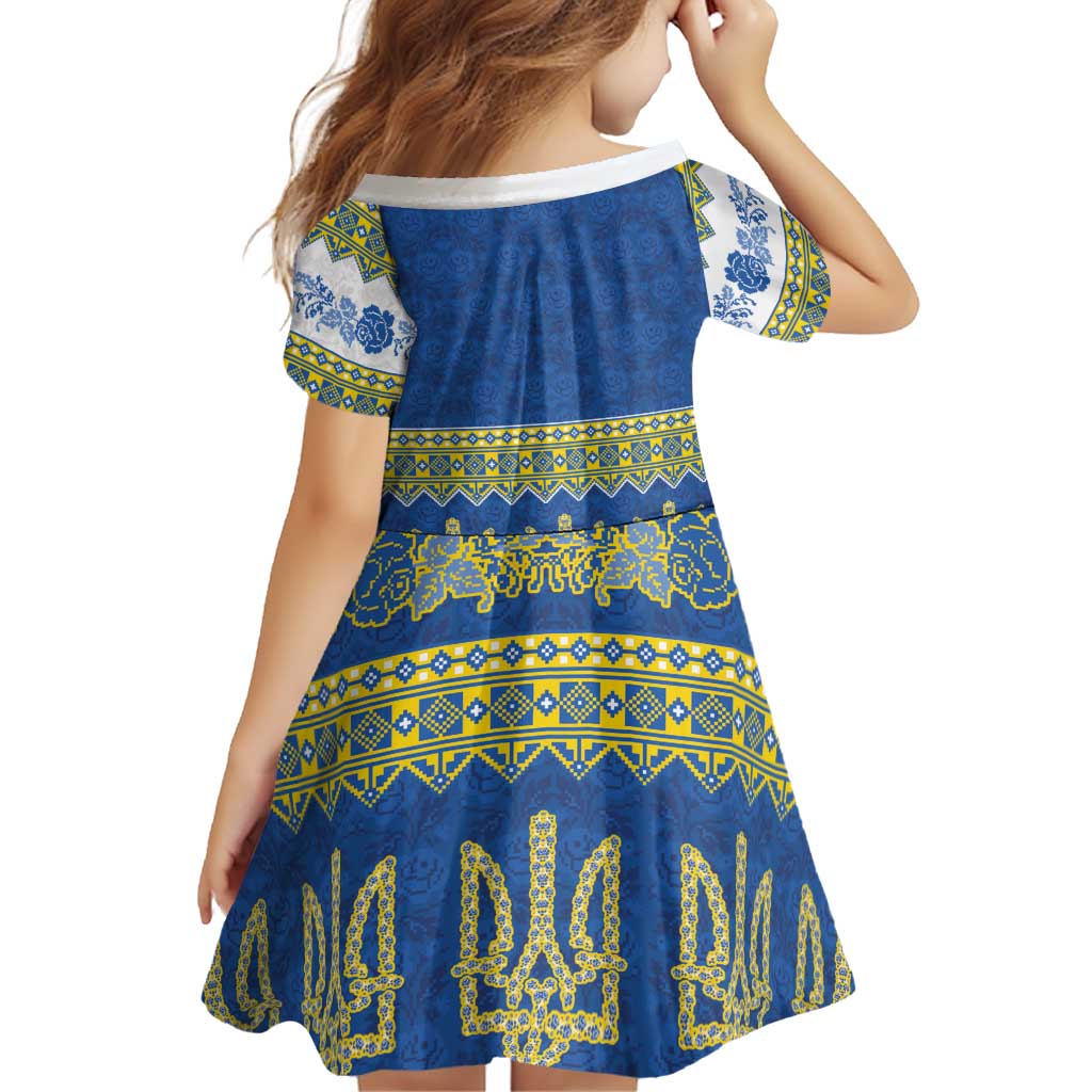 Ukraine Vyshyvanka Motif Family Matching Off Shoulder Short Dress and Hawaiian Shirt Ukrainian Coat Of Arms Rose Patterns - Wonder Print Shop