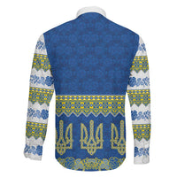 Ukraine Vyshyvanka Motif Family Matching Off Shoulder Short Dress and Hawaiian Shirt Ukrainian Coat Of Arms Rose Patterns - Wonder Print Shop