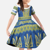 Ukraine Vyshyvanka Motif Family Matching Puletasi and Hawaiian Shirt Ukrainian Coat Of Arms Rose Patterns - Wonder Print Shop