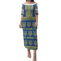 Ukraine Vyshyvanka Motif Family Matching Puletasi and Hawaiian Shirt Ukrainian Coat Of Arms Rose Patterns - Wonder Print Shop