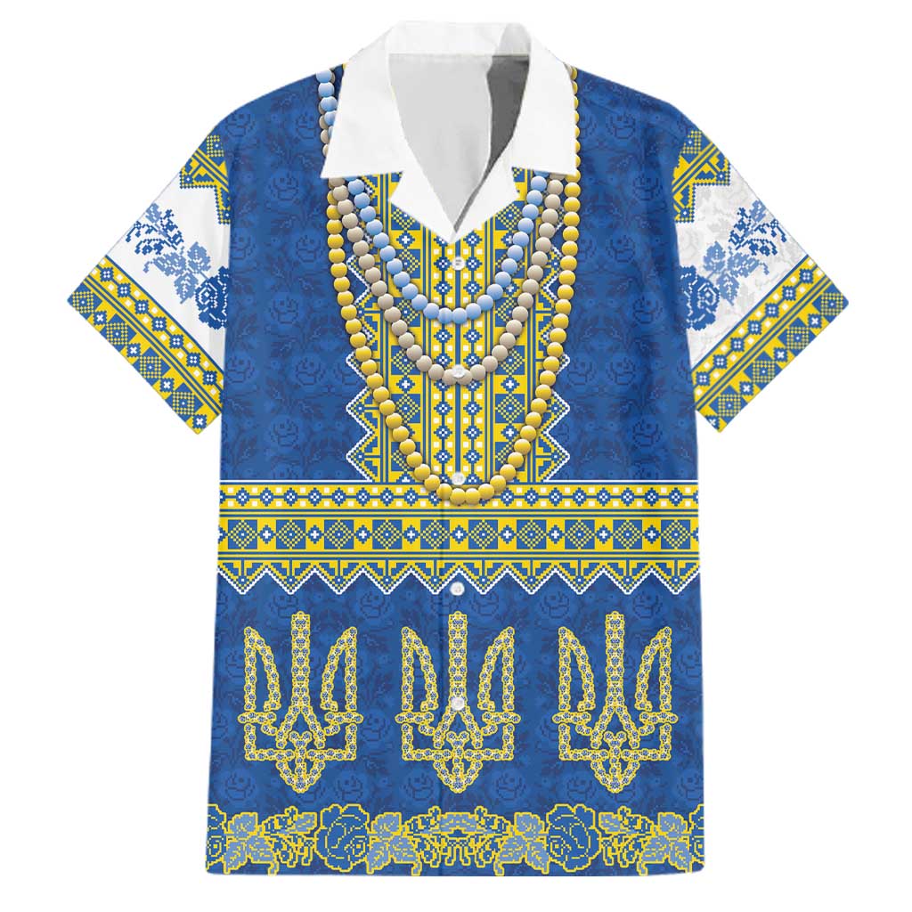 Ukraine Vyshyvanka Motif Family Matching Summer Maxi Dress and Hawaiian Shirt Ukrainian Coat Of Arms Rose Patterns - Wonder Print Shop