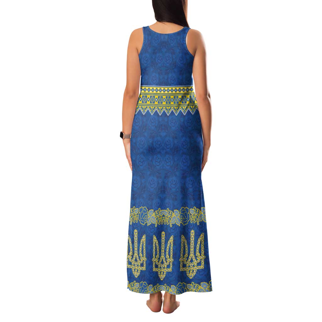 Ukraine Vyshyvanka Motif Family Matching Tank Maxi Dress and Hawaiian Shirt Ukrainian Coat Of Arms Rose Patterns - Wonder Print Shop