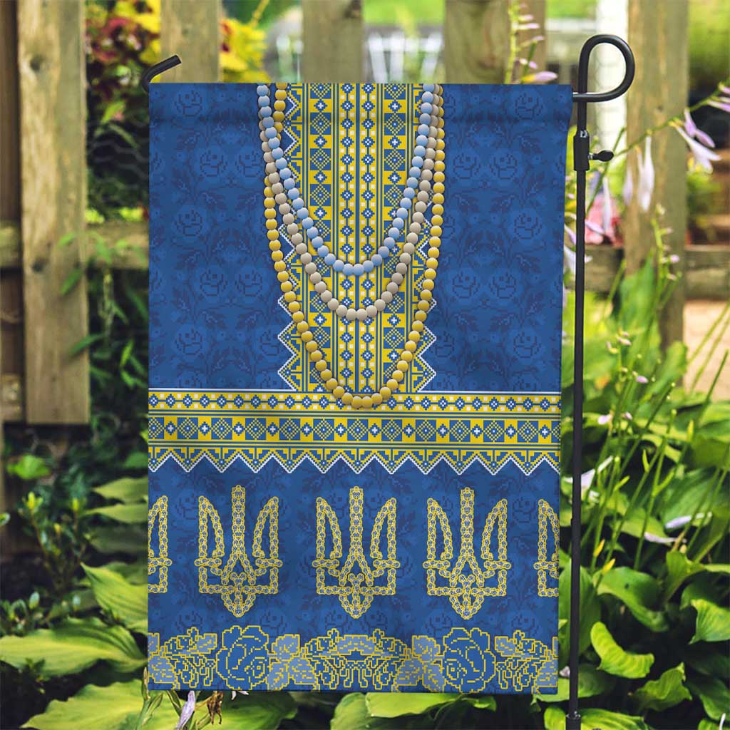 Ukraine Vyshyvanka Motif Garden Flag Ukrainian Coat Of Arms Rose Patterns - Wonder Print Shop