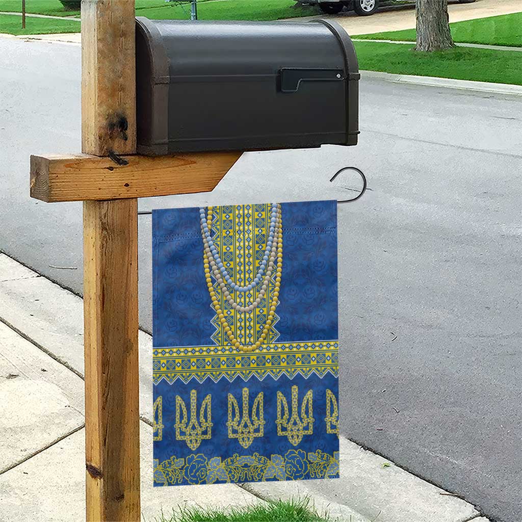 Ukraine Vyshyvanka Motif Garden Flag Ukrainian Coat Of Arms Rose Patterns - Wonder Print Shop