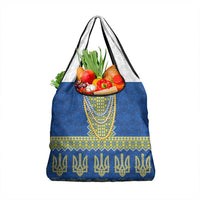 Ukraine Vyshyvanka Motif Grocery Bag Ukrainian Coat Of Arms Rose Patterns - Wonder Print Shop