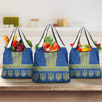 Ukraine Vyshyvanka Motif Grocery Bag Ukrainian Coat Of Arms Rose Patterns - Wonder Print Shop