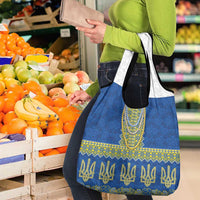 Ukraine Vyshyvanka Motif Grocery Bag Ukrainian Coat Of Arms Rose Patterns - Wonder Print Shop