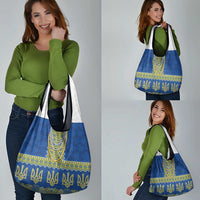 Ukraine Vyshyvanka Motif Grocery Bag Ukrainian Coat Of Arms Rose Patterns - Wonder Print Shop