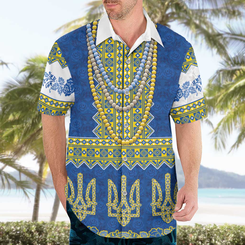 Ukraine Vyshyvanka Motif Hawaiian Shirt Ukrainian Coat Of Arms Rose Patterns - Wonder Print Shop