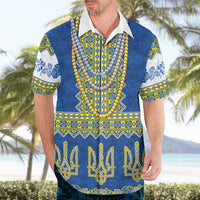 Ukraine Vyshyvanka Motif Hawaiian Shirt Ukrainian Coat Of Arms Rose Patterns - Wonder Print Shop
