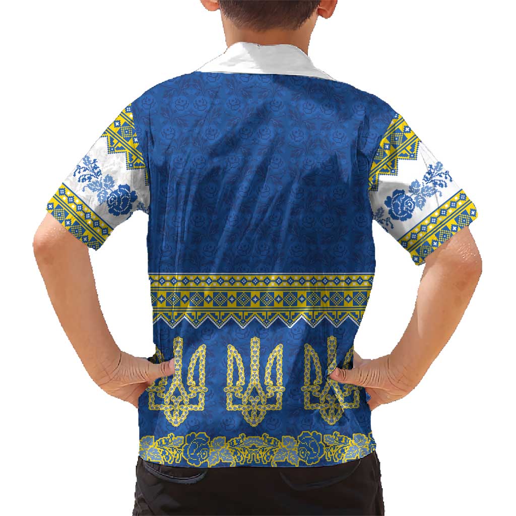 Ukraine Vyshyvanka Motif Hawaiian Shirt Ukrainian Coat Of Arms Rose Patterns - Wonder Print Shop